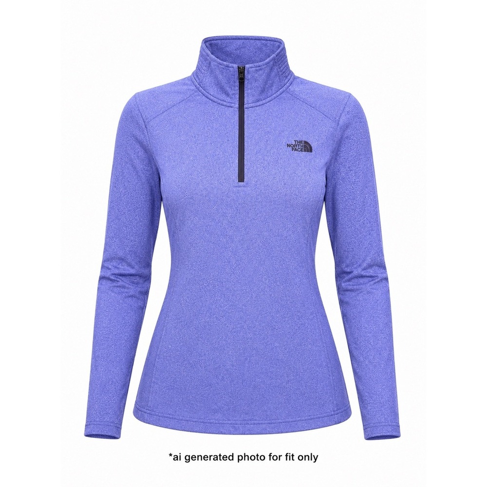 The North Face Heathered Quarter Zip Fleece Pullover Womens‎ Small Purple